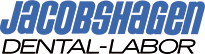 Logo von Jacobshagen Dental-Labor in blauer und schwarzer Schrift.