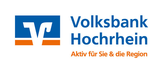 Logo der Volksbank Hochrhein mit dem Slogan "Aktiv für Sie & die Region".