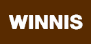 Weißer Schriftzug „WINNIS“ auf braunem Hintergrund.