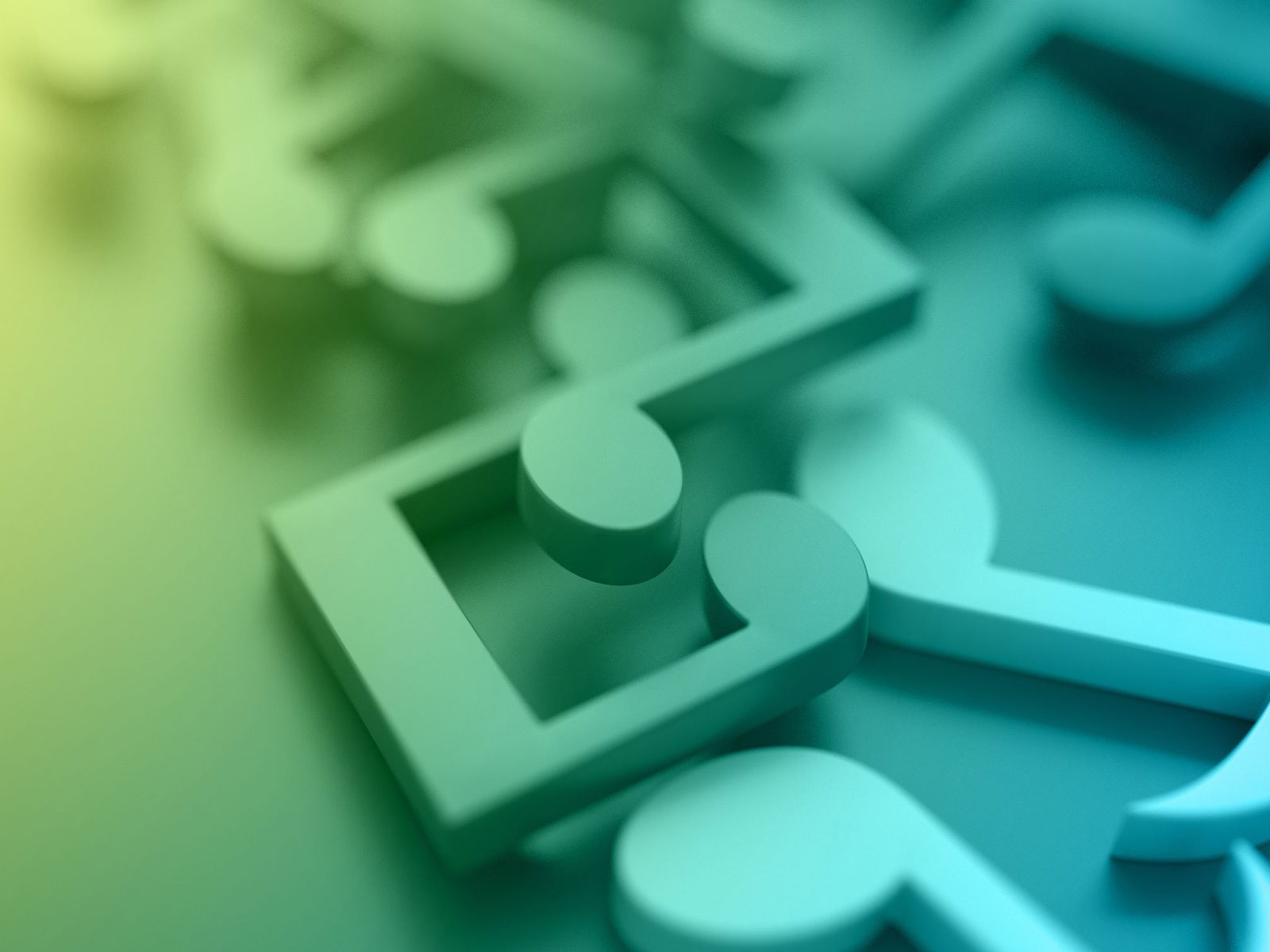 Bunte Notensymbole in verschiedenen Größen auf einem glatten Hintergrund.