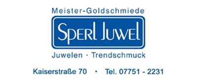 Logo der Meister-Goldschmiede Sperl Juwel mit Informationen zu Juwelen, Trendschmuck, Adresse und Telefonnummer.